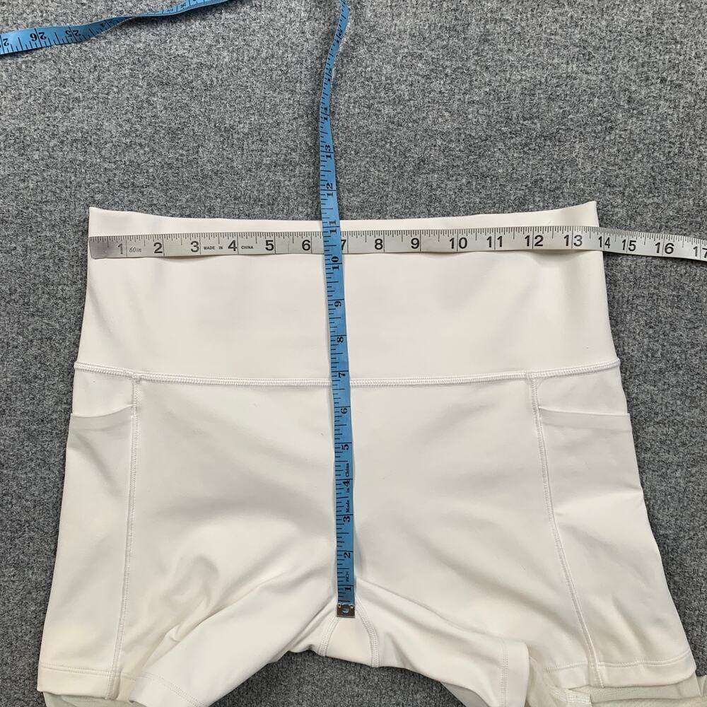 Athleta Shorts Women M Medium White Mesh Me Up High Waisted Stash Pockets PullOn - Picture 4 of 12